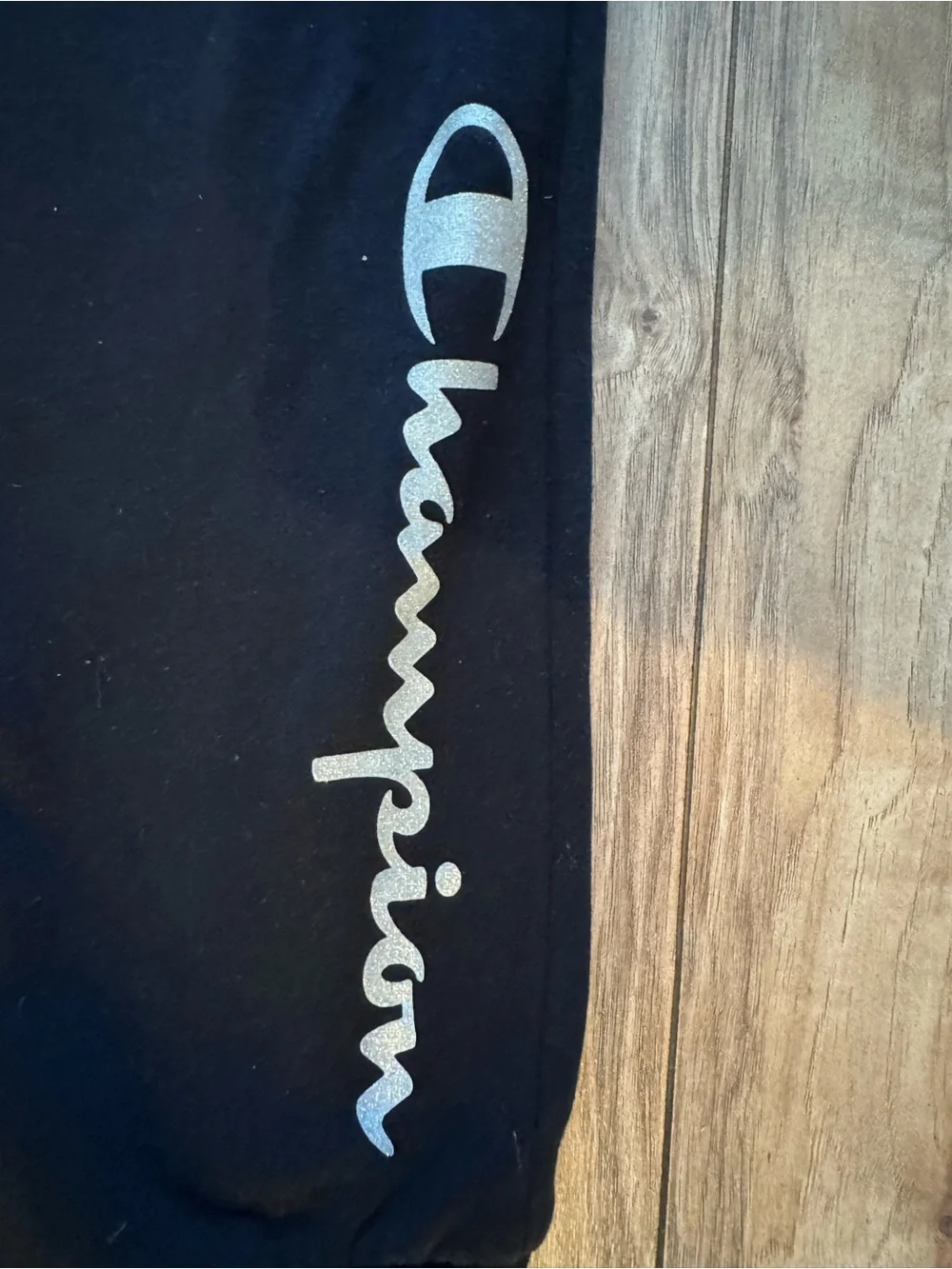 Champion Kids Black Sweatpants with White Script Logo